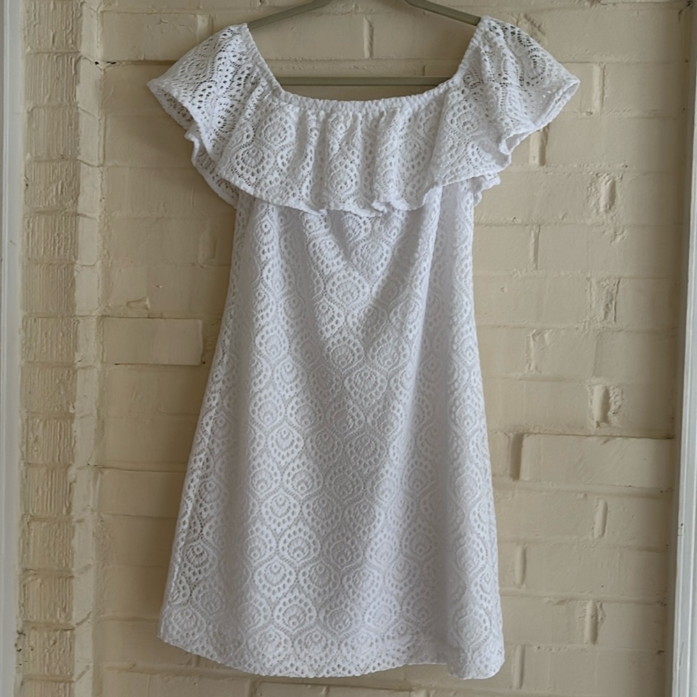 LILLY PULITZER White La Fortuna Off-The Shoulder Lace Dress